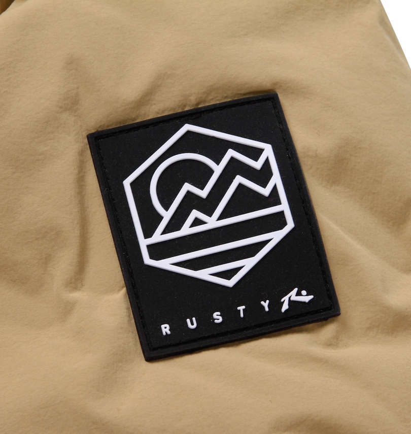 大きいサイズ メンズ RUSTY (ラスティ) シームレス中綿ジャケット 袖のラバーワッペン