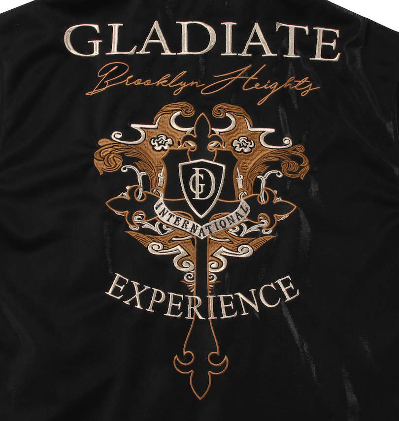 大きいサイズ メンズ GLADIATE (グラディエイト) 刺繍ラメ鹿の子半袖ジャージセット バック刺繍