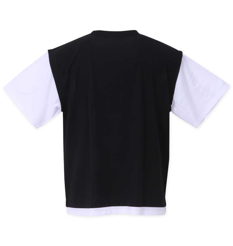 大きいサイズ メンズ launching pad (ランチングパッド) ジョーゼットフェイクレイヤード半袖Tシャツ バックスタイル