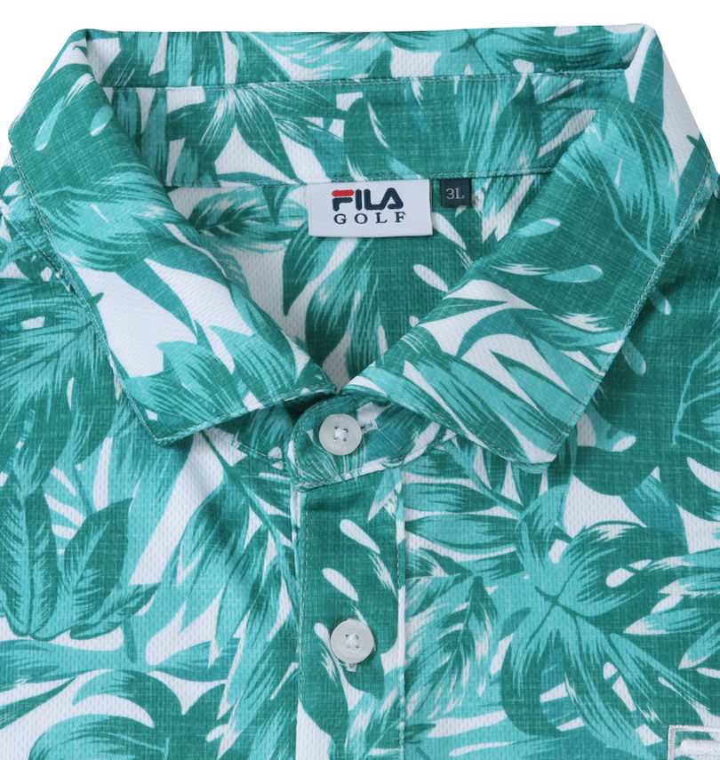 大きいサイズ メンズ FILA GOLF (フィラゴルフ) フリージングスキンボタニカルプリントホリゾンタルカラー半袖シャツ 
