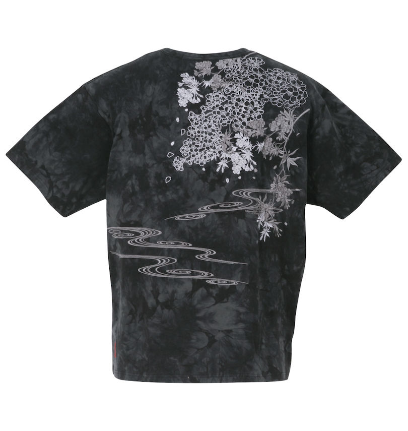 大きいサイズ メンズ 絡繰魂 (カラクリタマシイ) 桜タイダイヘンリー半袖Tシャツ バックスタイル