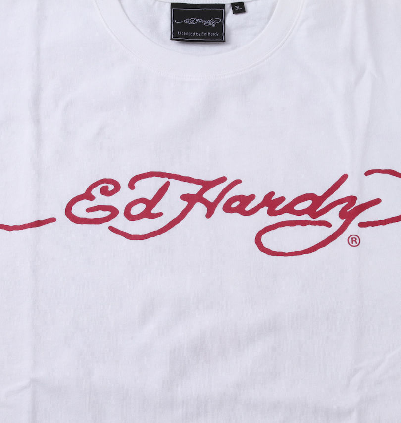 大きいサイズ メンズ Ed Hardy (エドハーディ) 天竺プリント半袖Tシャツ フロントプリント