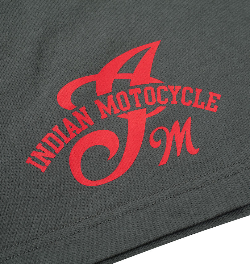 大きいサイズ メンズ INDIAN MOTOCYCLE (インディアンモトサイクル) 天竺プリント&刺繍半袖Tシャツ 裾プリント