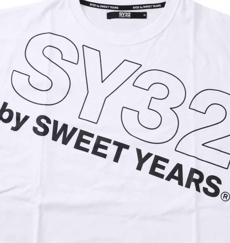 大きいサイズ メンズ SY32 by SWEET YEARS (エスワイサーティトゥバイスィートイヤーズ) スラッシュビッグロゴ半袖Tシャツ プリント