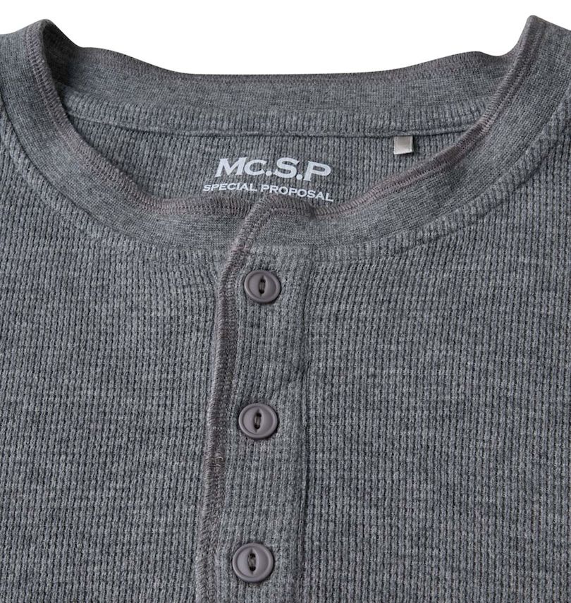 大きいサイズ メンズ Mc.S.P (エムシーエスピー) オーガニックワッフルヘンリーネック長袖Tシャツ 