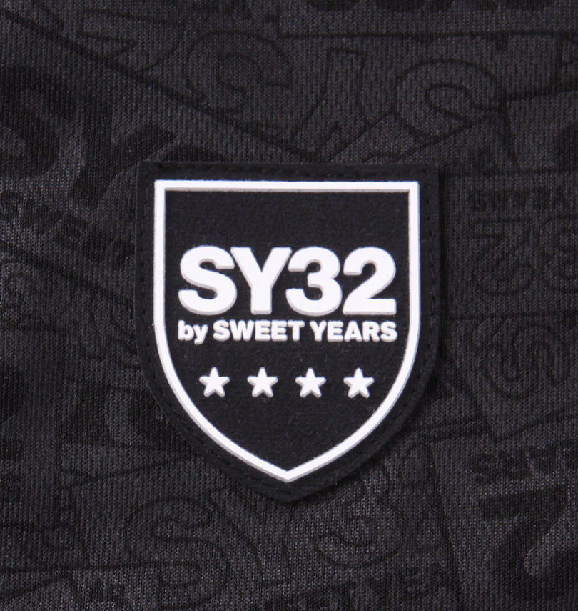 大きいサイズ メンズ SY32 by SWEET YEARS (エスワイサーティトゥバイスィートイヤーズゴルフ) エンボスボックスロゴジップ半袖ポロシャツ ワッペン