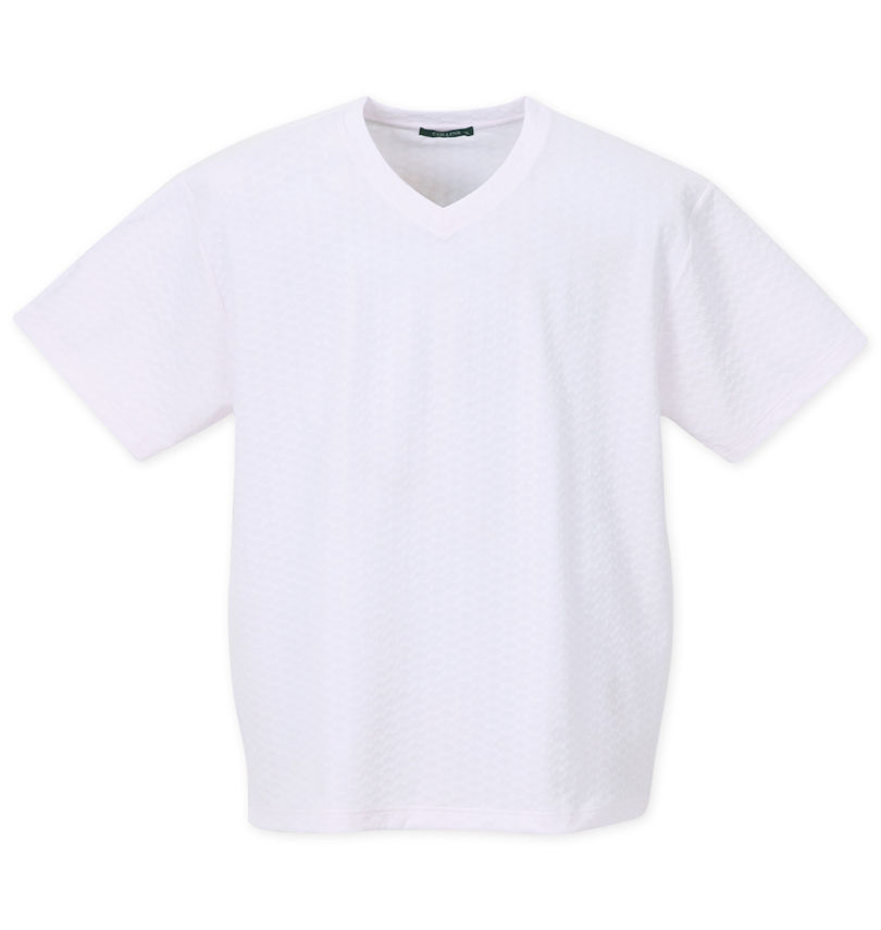 大きいサイズ メンズ COLLINS (コリンズ) TPU格子ジャガードVネック半袖Tシャツ 