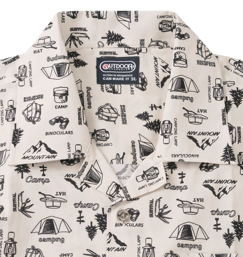 大きいサイズ メンズ OUTDOOR PRODUCTS (アウトドア プロダクツ) ブロードプリント半袖オープンカラーシャツ 