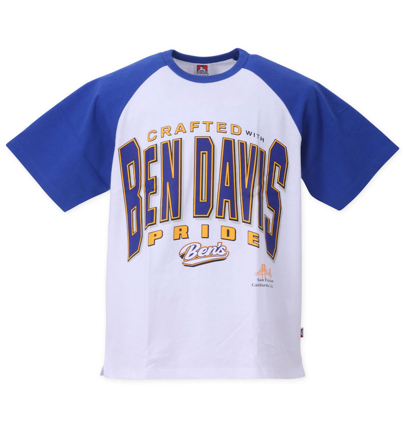 大きいサイズ メンズ BEN DAVIS (ベン デイビス) カレッジラグラン半袖Tシャツ 