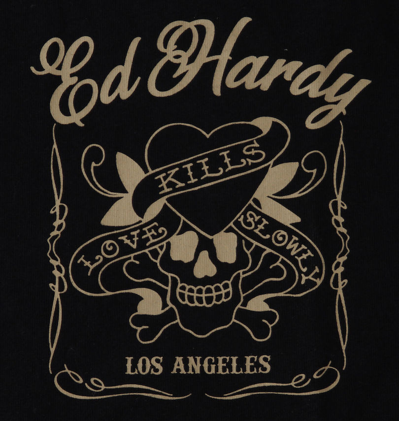 大きいサイズ メンズ Ed Hardy (エドハーディ) 天竺プリント&刺繍半袖Tシャツ 胸プリント