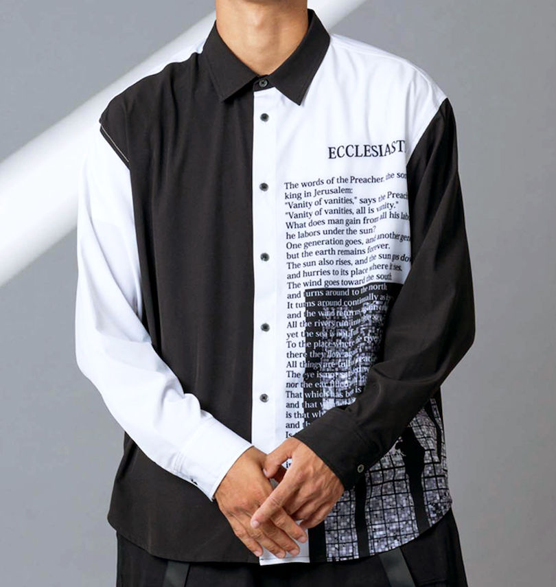大きいサイズ メンズ Re:luxi (リラクシー) ロゴプリント長袖シャツ 