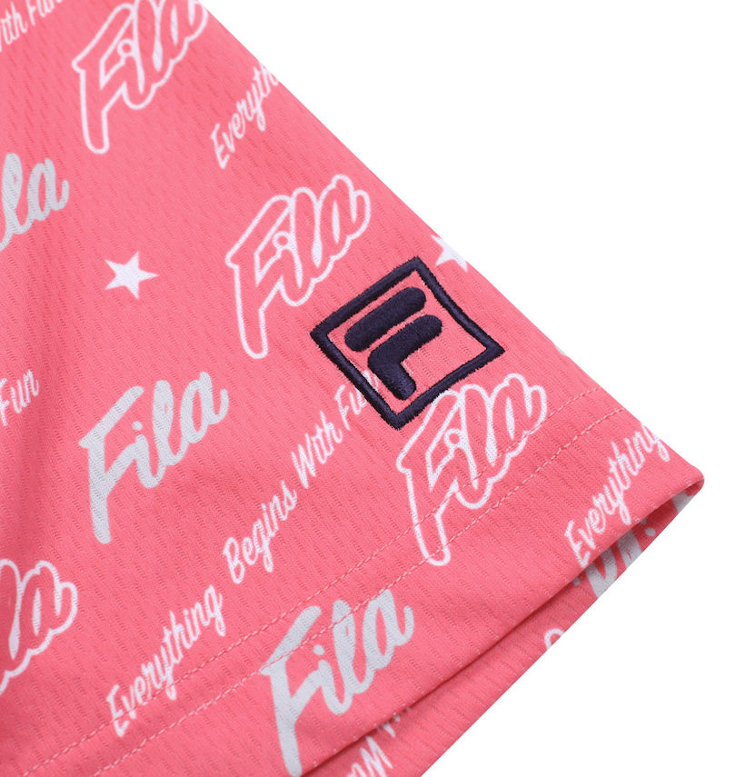 大きいサイズ メンズ FILA GOLF (フィラゴルフ) ロゴグラフィックプリントホリゾンタルカラー半袖シャツ 袖口の刺繍