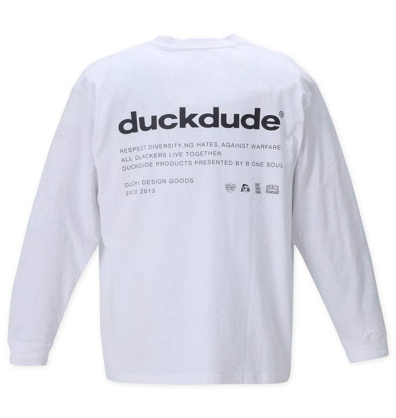 大きいサイズ メンズ b-one-soul (ビーワンソウル) DUCK DUDE3Dメタリック長袖Tシャツ 