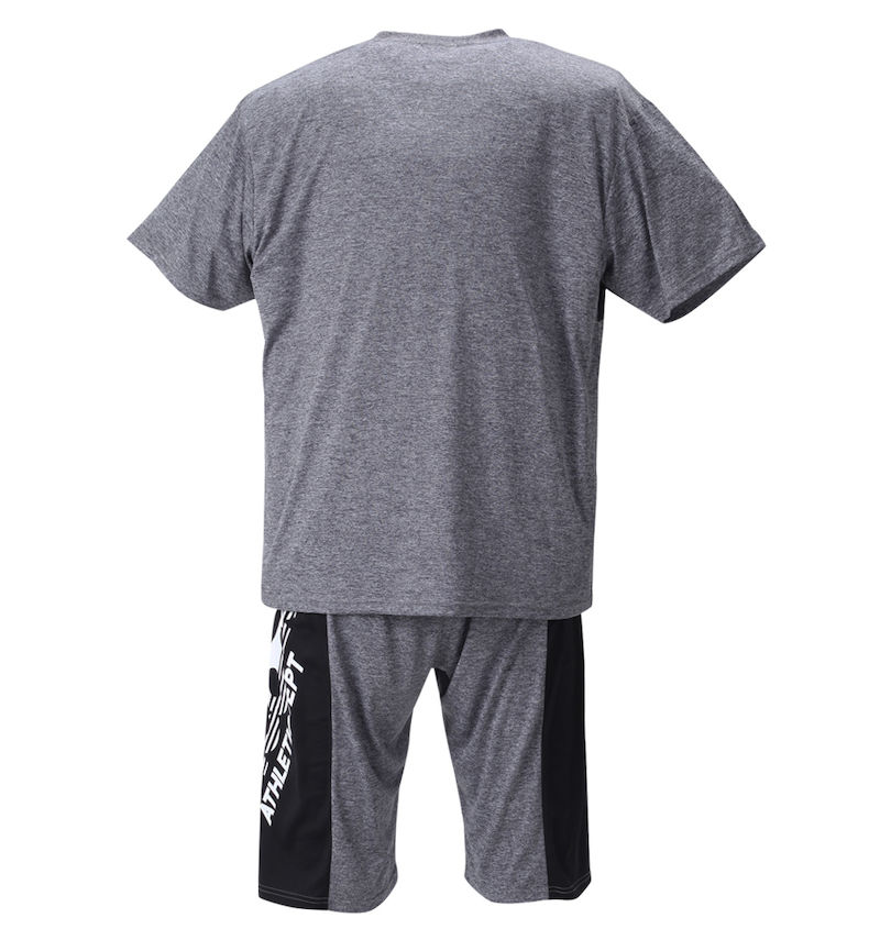 大きいサイズ メンズ VOLCANIC (ヴォルケニック) カチオン天竺切替半袖Tシャツ+ハーフパンツ バックスタイル
