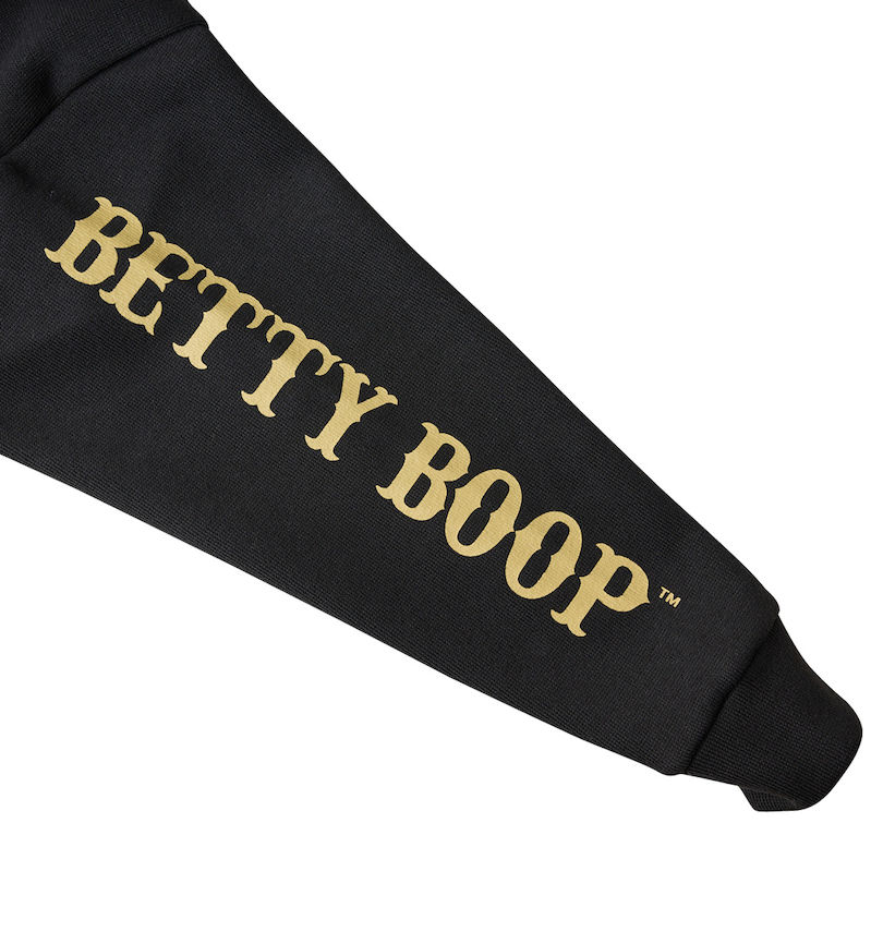 大きいサイズ メンズ BETTY BOOP (ベティ ブープ) ニットフリース刺繍&プリントフルジップパーカー 袖プリント
