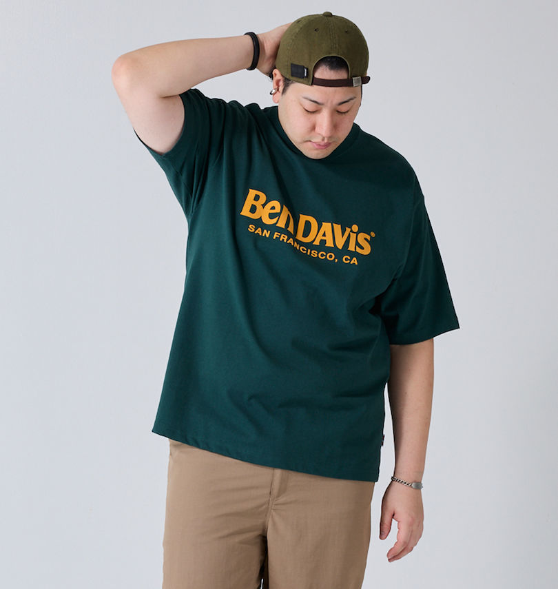 大きいサイズ メンズ BEN DAVIS (ベン デイビス) フロッキーロゴ半袖Tシャツ 