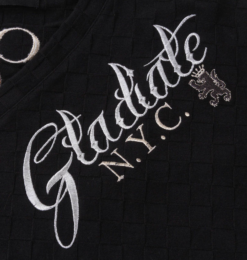 大きいサイズ メンズ GLADIATE (グラディエイト) 刺繍ブロックジャガード長袖VネックTシャツ 