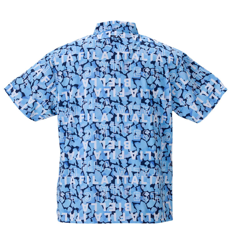 大きいサイズ メンズ FILA GOLF (フィラゴルフ) モザイクタイポプリントホリゾンタルカラー半袖シャツ バックスタイル