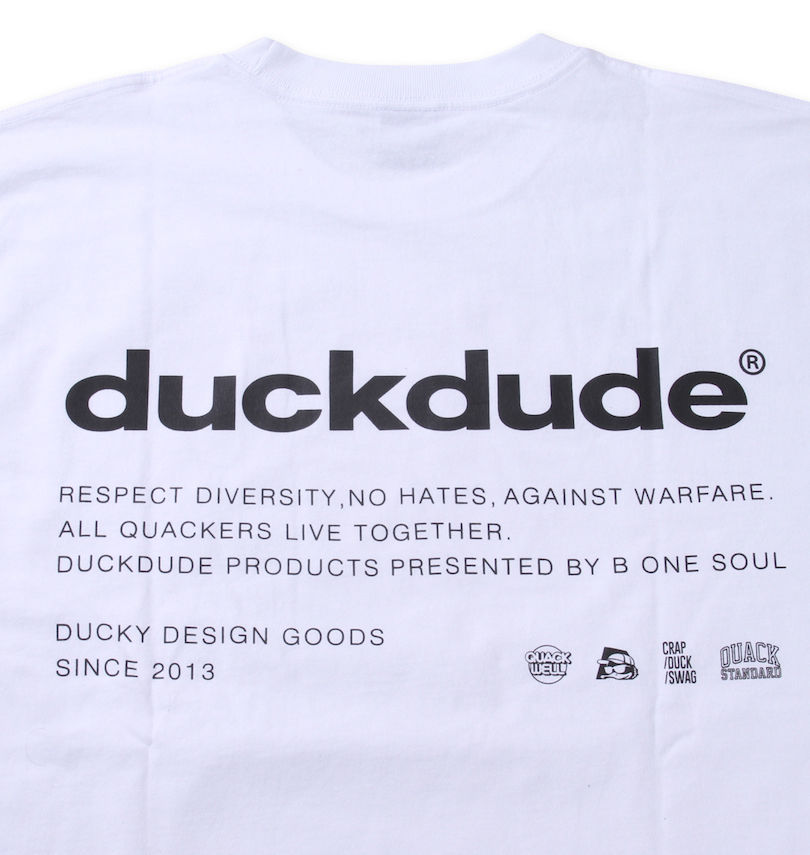 大きいサイズ メンズ b-one-soul (ビーワンソウル) DUCK DUDE3Dメタリック長袖Tシャツ バックプリント
