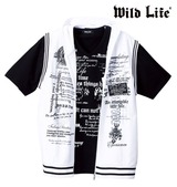 WILD LIFE ノースリーブ+VTシャツ(半袖) ホワイト×ブラック