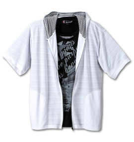 大きいサイズ メンズ EUROYAL (ユーロイヤル) 半袖フルジップパーカー+フェイク半袖UTシャツ