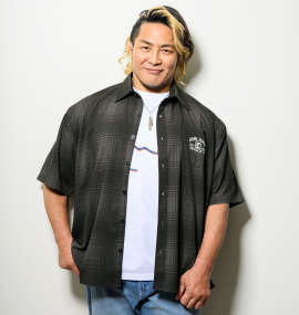 大きいサイズ メンズ KARL KANI (カール カナイ) チェック柄半袖シャツ