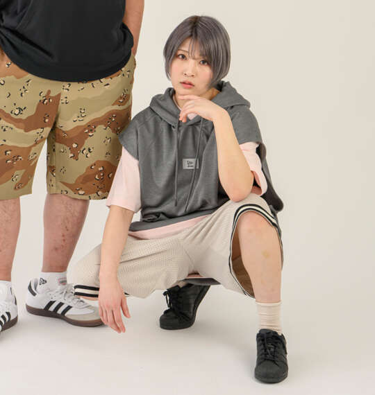 モデル安納サオリ　NEW ERA PAフレンチスリーブオーバーサイズフーディを使った3Lサイズのコーディネート