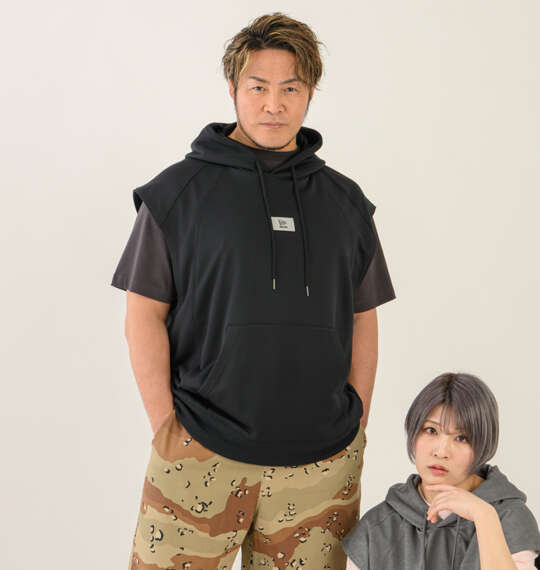 モデル棚橋弘至 NEW ERA PAフレンチスリーブオーバーサイズフーディを使った3Lサイズのコーディネート