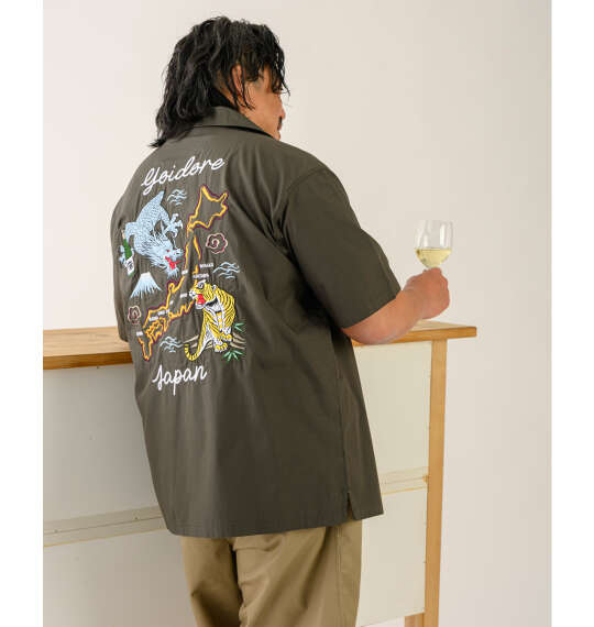 モデル後藤洋央紀　YOIDORE 酔虎と酔龍半袖シャツを使った3Lサイズのコーディネート