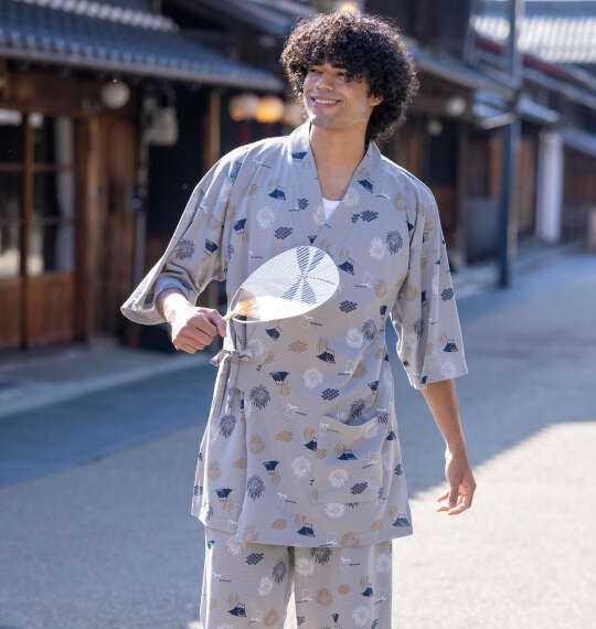 黒柴印和んこ堂 ジャガードメッシュ総柄甚平を使った3Lサイズのコーディネート