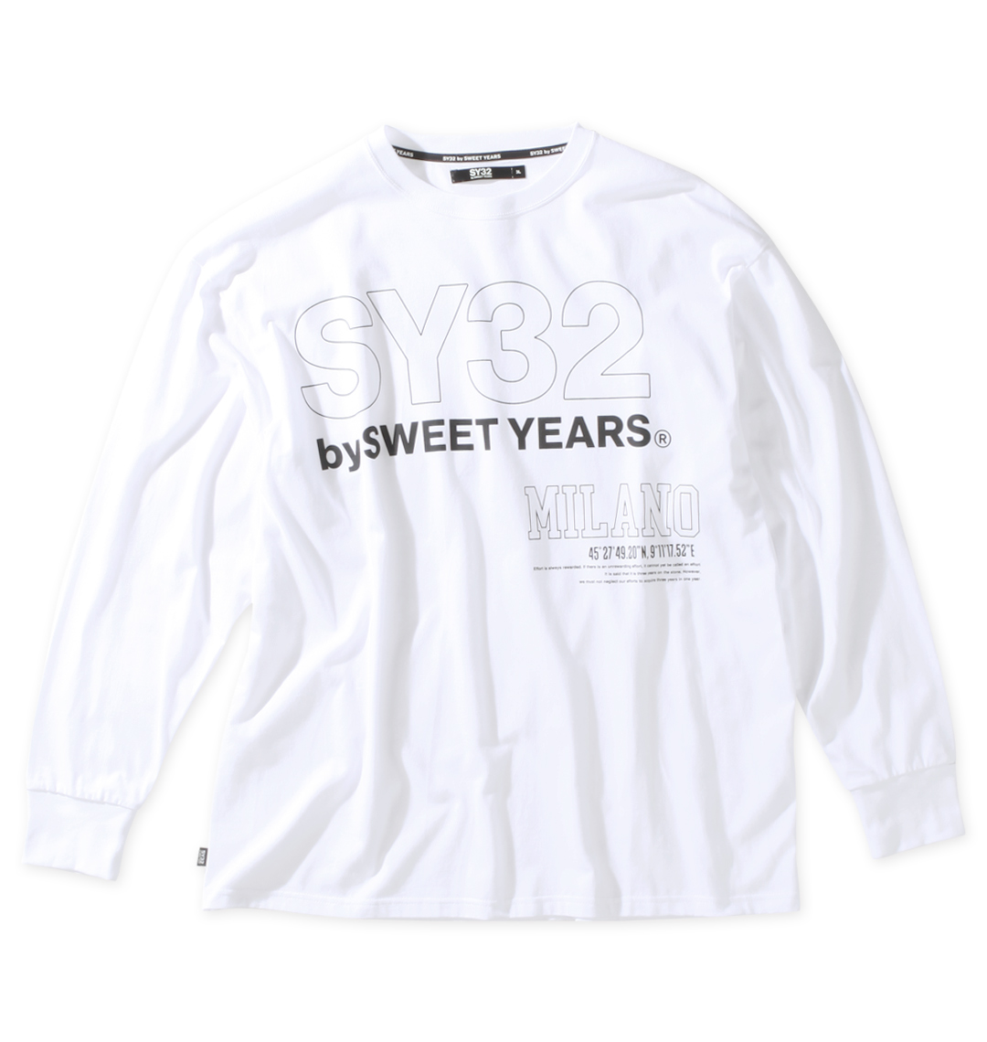 SY32 by SWEET YEARS スティックアウト ロゴ 長袖 Tシャツb-