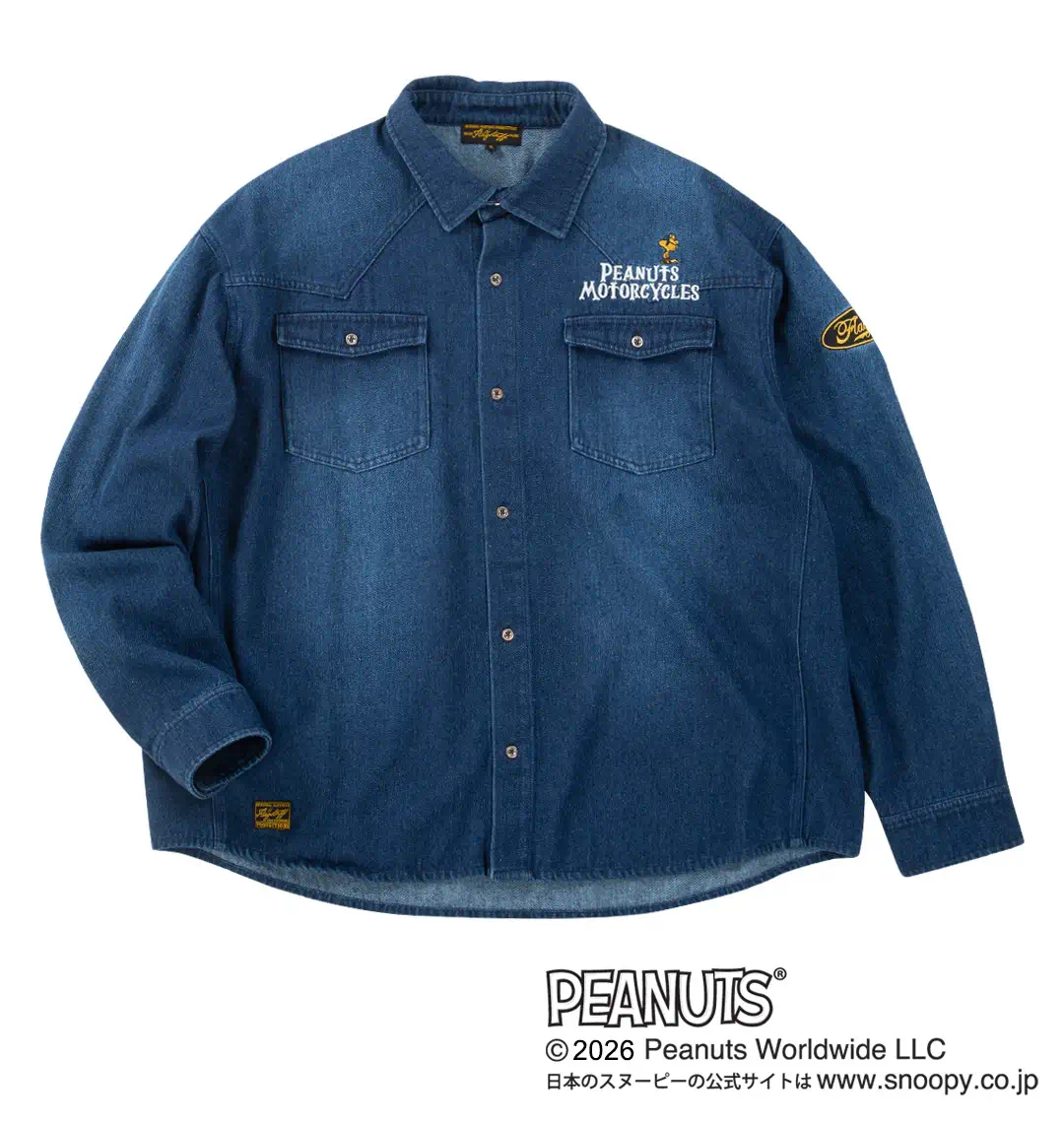 大きいサイズ スヌーピーコラボデニム長袖シャツ | FLAGSTAFF×PEANUTS 