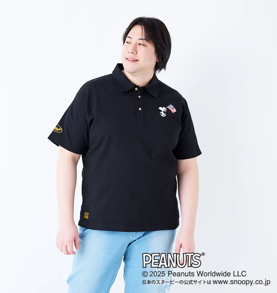 大きいサイズ スヌーピーコラボ半袖ポロシャツ | FLAGSTAFF×PEANUTS