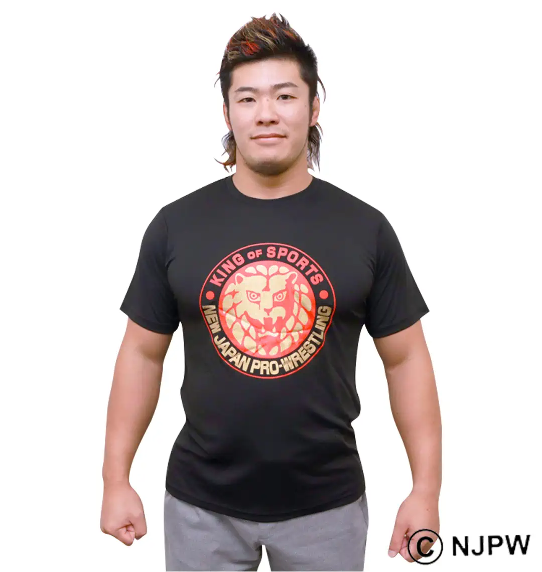 大きいサイズ ライオンマークドライ半袖Tシャツ(2025・ブラック×レッド