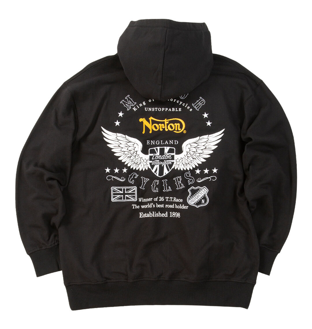大きいサイズ メンズ Norton (ノートン) 裏毛フルジップパーカー バックスタイル