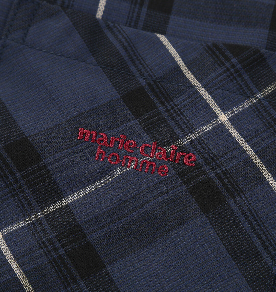 大きいサイズ メンズ marie claire homme (マリクレールオム) 畳織チェック長袖パジャマ 胸刺繍