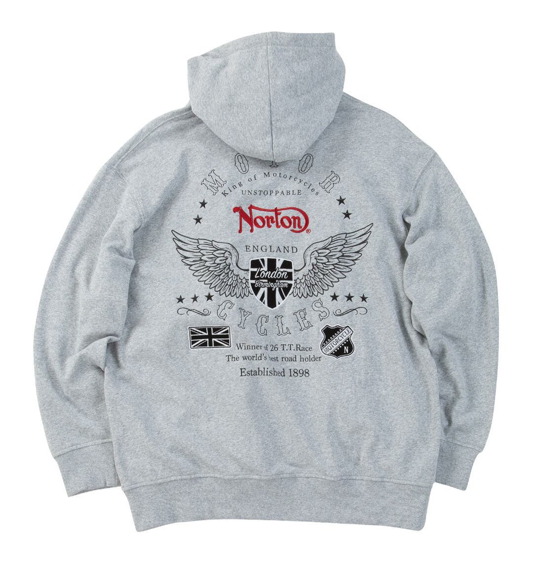 大きいサイズ メンズ Norton (ノートン) 裏毛フルジップパーカー バックスタイル