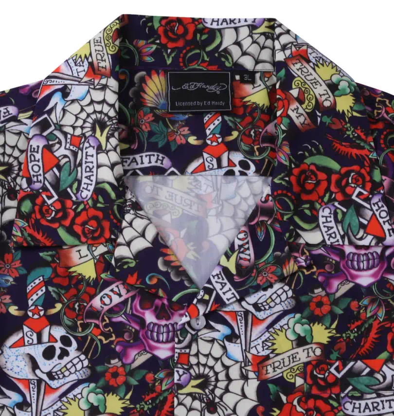 大きいサイズ 接触冷感オープンカラー半袖シャツ | Ed Hardy