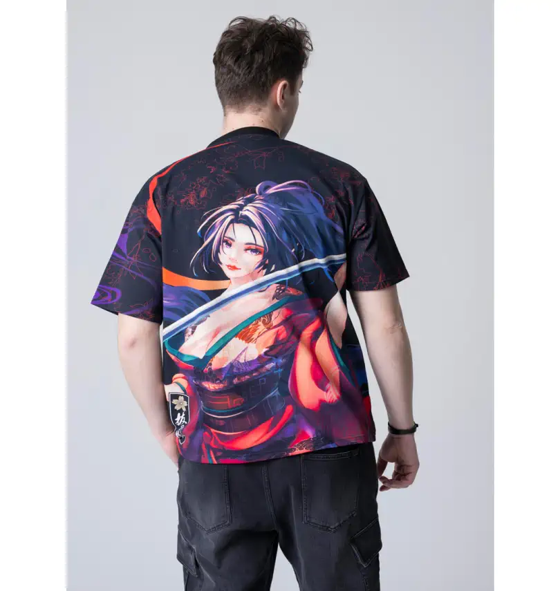 大きいサイズ 穂乃花三日月桜半袖Tシャツ | 絡繰魂抜刀娘 (カラクリ