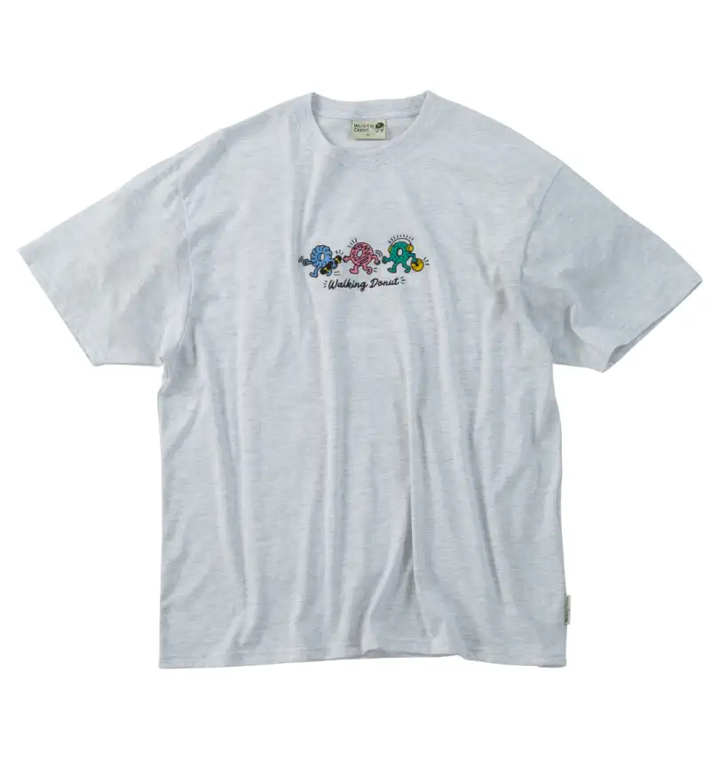 大きいサイズ T/C天竺刺繍発泡プリント半袖Tシャツ | Walking Donut