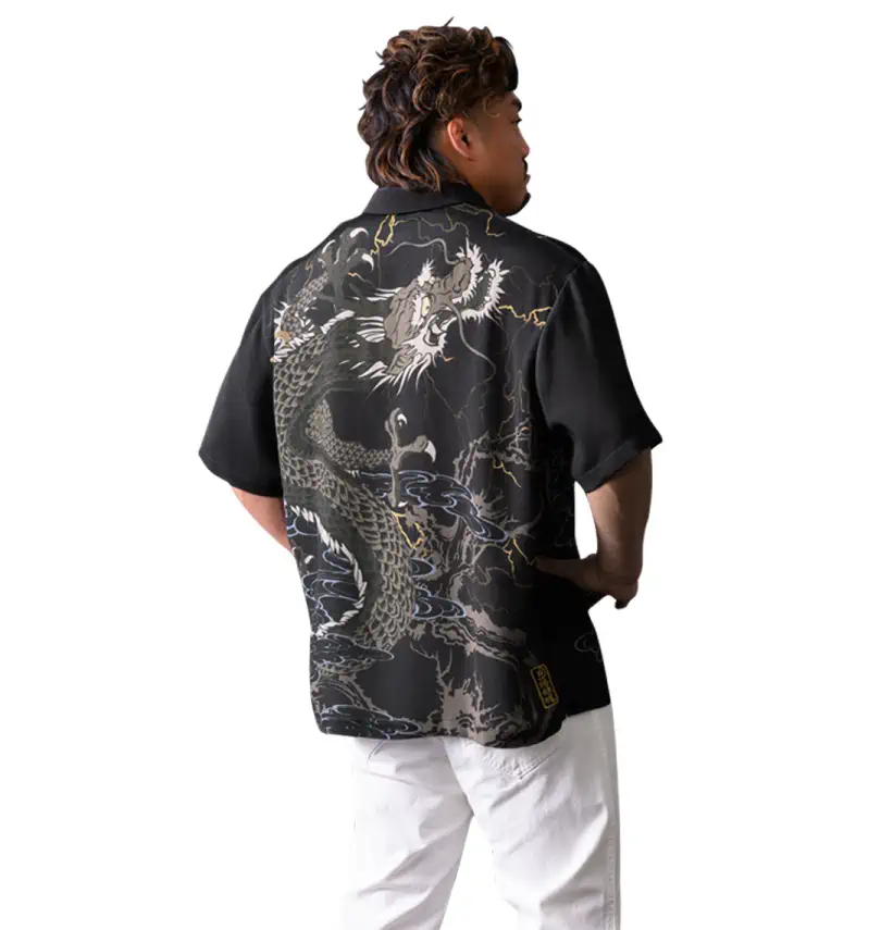 大きいサイズ 龍降臨半袖シャツ | 絡繰魂 (カラクリタマシイ) | 大きい 
