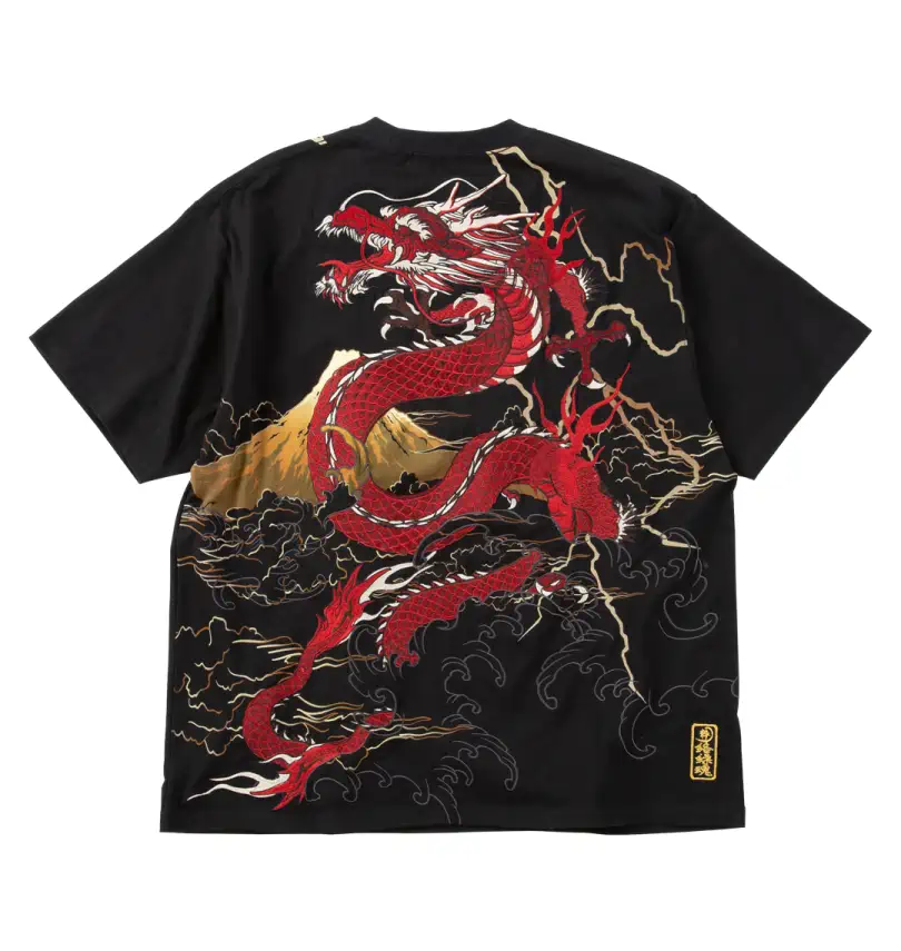 大きいサイズ 龍×富士半袖Tシャツ | 絡繰魂 (カラクリタマシイ