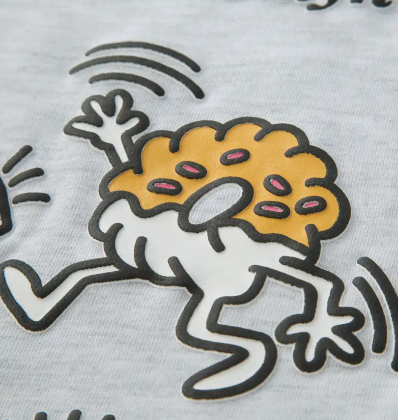 大きいサイズ T/C天竺刺繍発泡プリント半袖Tシャツ | Walking Donut 