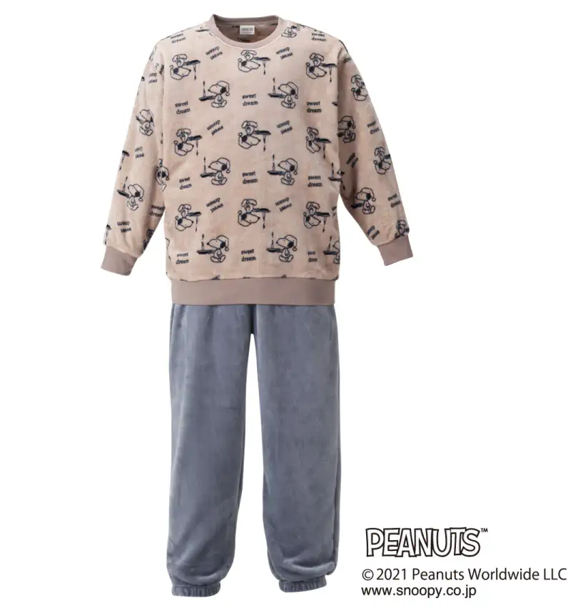 Snoopyプレミアムふわもこおやすみろうそく柄スウェットセット Peanuts ピーナッツ 大きいサイズのメンズ服通販 ミッド インターナショナル 商品番号1279 1330