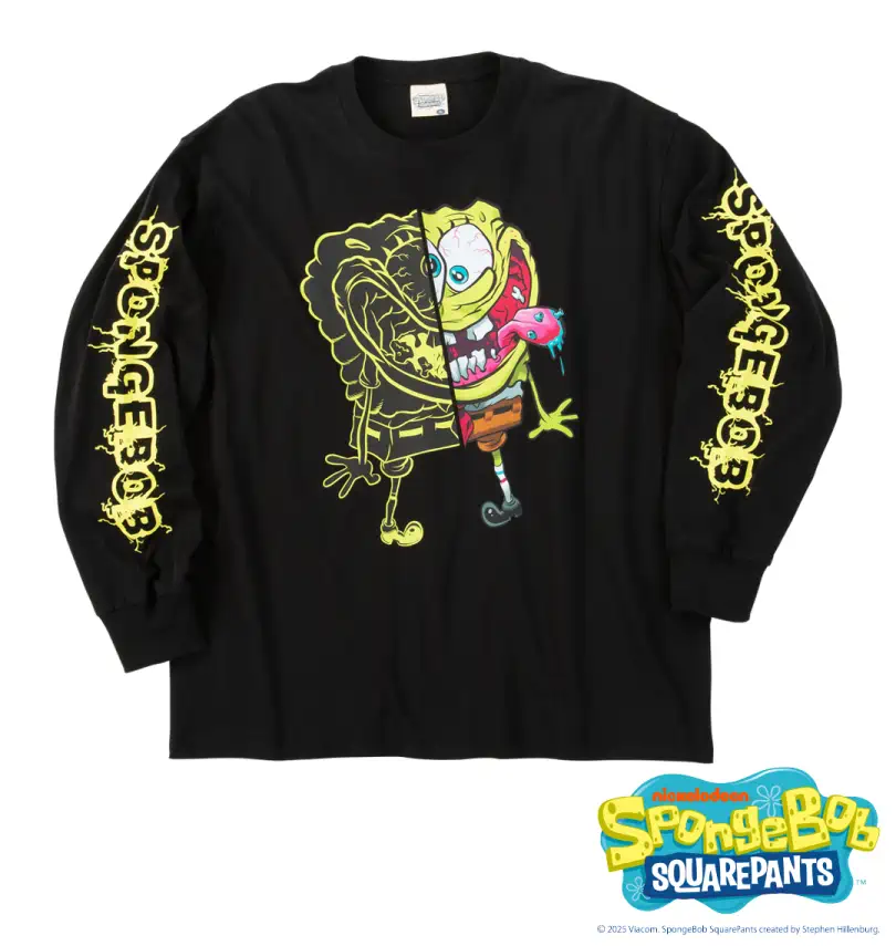 大きいサイズ 天竺プリント長袖Tシャツ | SPONGEBOB (スポンジ・ボブ 