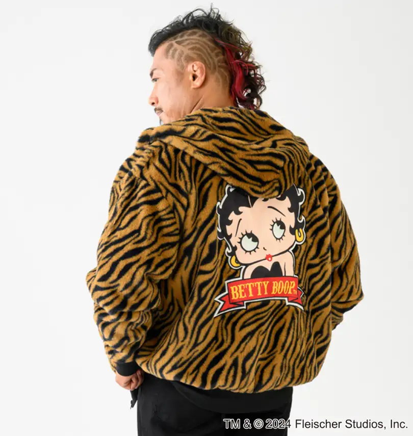 BETTY BOOP HAPAKIRI フェイクファーZIPパーカー 大きいサイズ フェイクファーフルジップパーカージャケット | BETTY