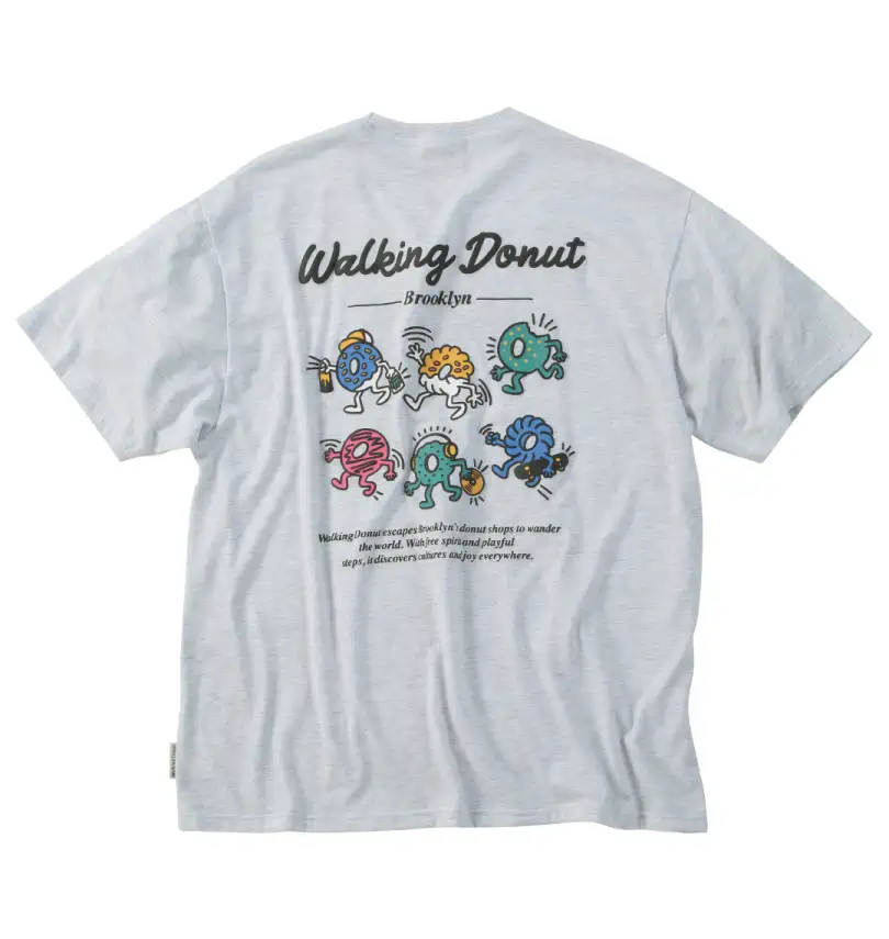 大きいサイズ T/C天竺刺繍発泡プリント半袖Tシャツ | Walking Donut