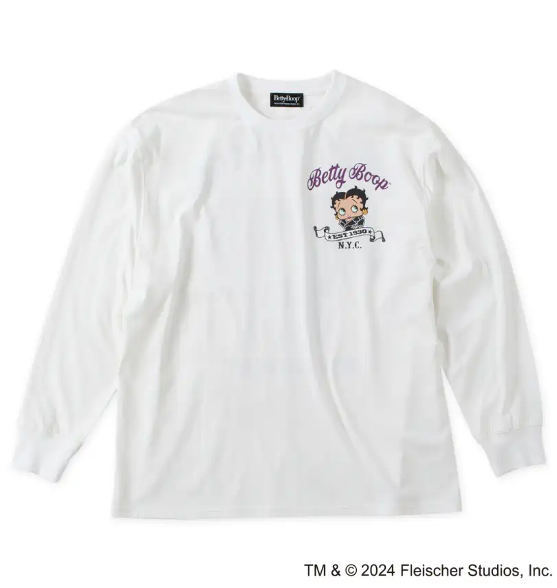 大きいサイズ 天竺プリント長袖Tシャツ | BETTY BOOP (ベティ ブープ