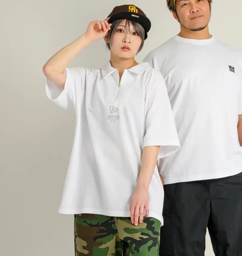 大きいサイズ シアサッカージップ半袖ポロシャツ | NEW ERA GOLF