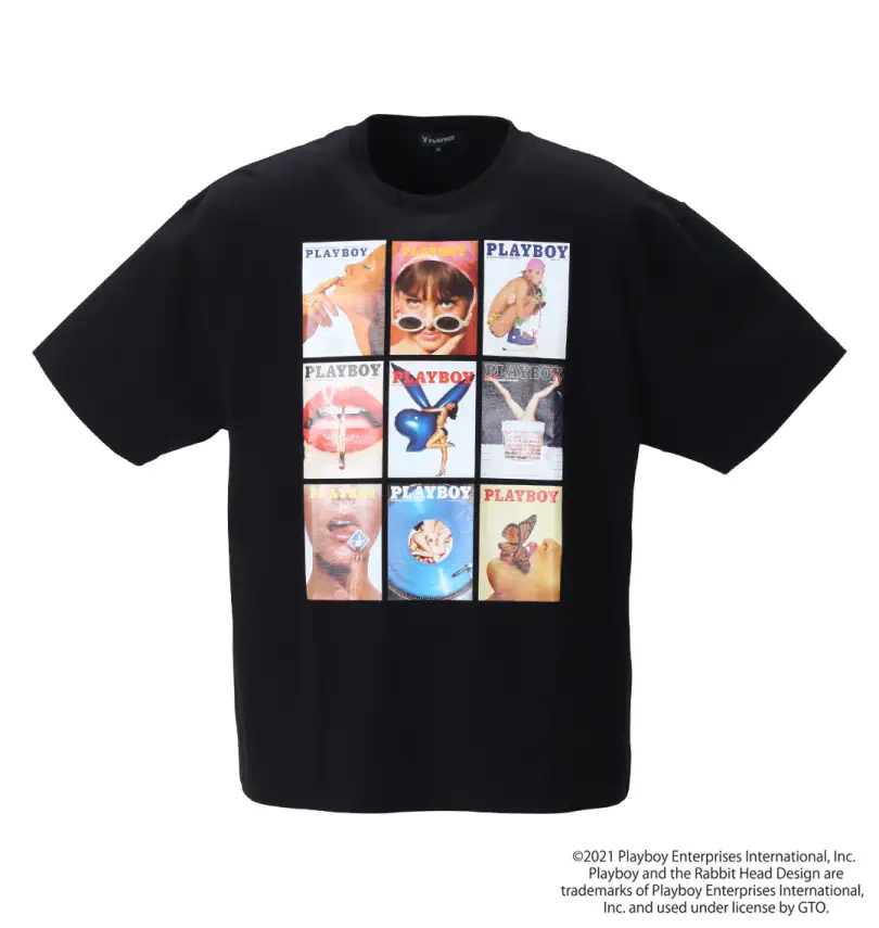 大きいサイズ カラー転写シートプリント半袖Tシャツ | PLAYBOY